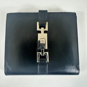 Authentic Gucci Jackie Compact Black Leather Wallet